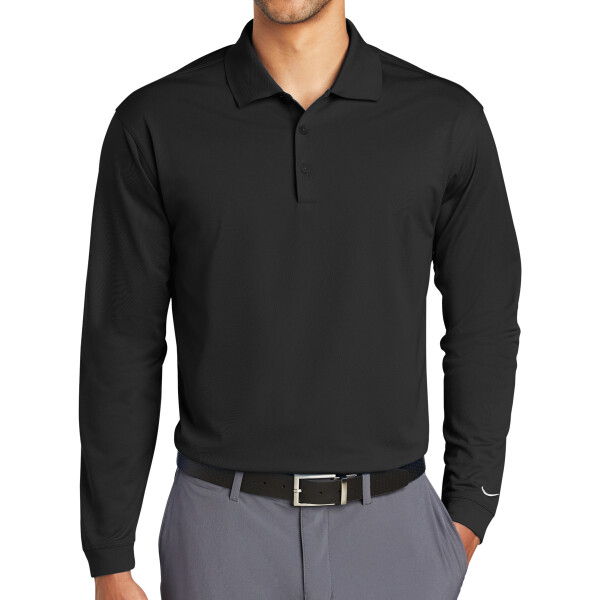 No Minimum Custom Logo Nike Long Sleeve Dri FIT Stretch Tech Polo 466364 Front View
