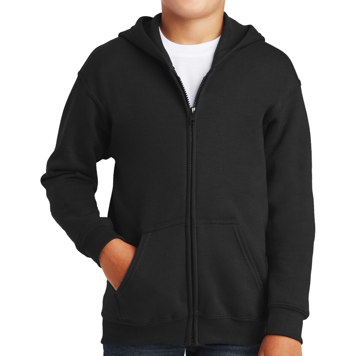 Custom Youth Heavy Blend Full Zip Hooded Sweatshirt Front
