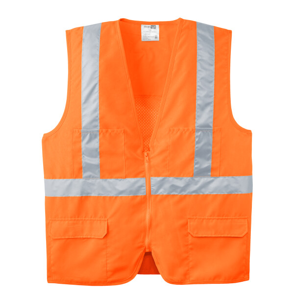 Custom No Minimum Cornerstone Ansi 107 Class-2 Mesh Back Safety Vest CSV405 Front View