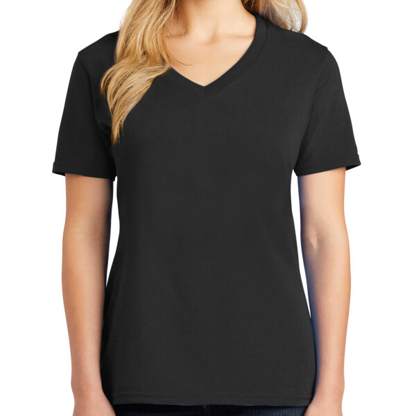 No Minimum Custom Logo Ladies Core Cotton V-Neck Tee LPC54V Front View