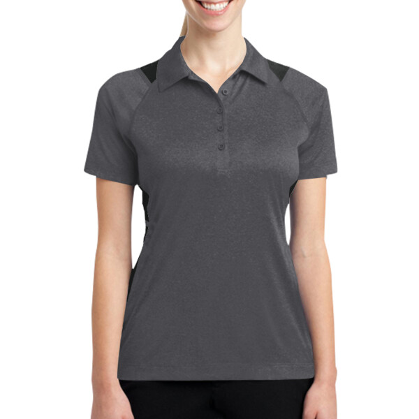 Custom No Minimum Sport-Tek Ladies Heather Colorblock Contender Polo LST665 Front View