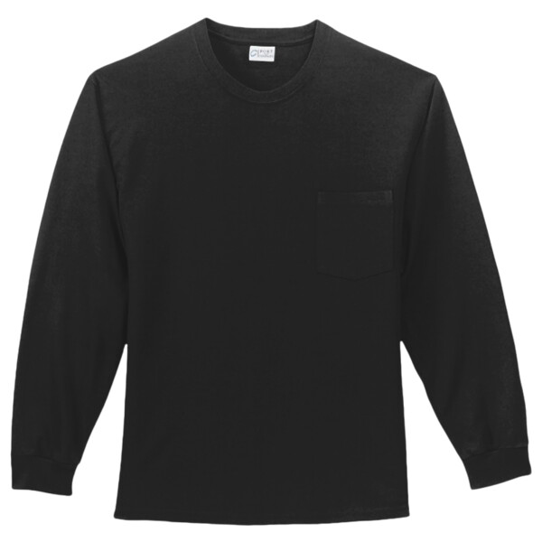 No Minimum Custom Logo Tall Long Sleeve Essential Pocket Tee PC61LSP Front View