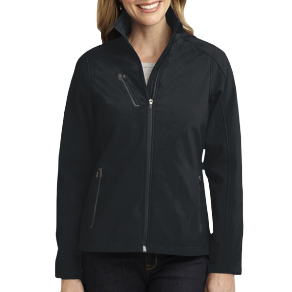 Custom No Minimum Port Authority Ladies Welded Soft Shell Jacket L324 Front View