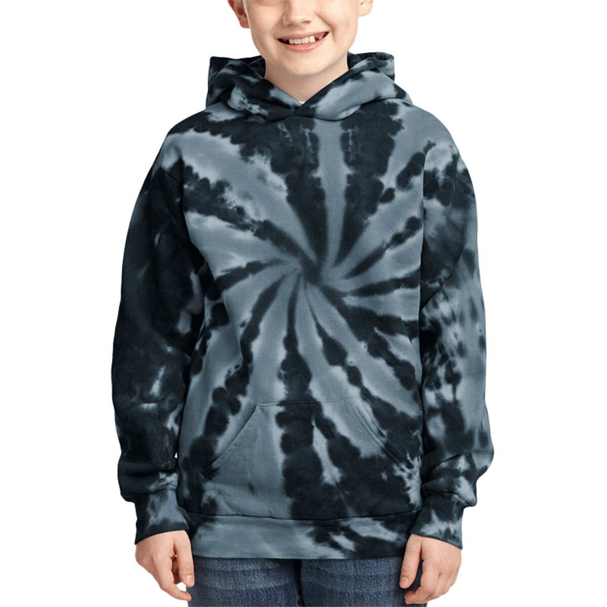 No Minimum Custom Logo Youth Tie Dye Pullover Hooded Sweatshirt PC146Y Front View