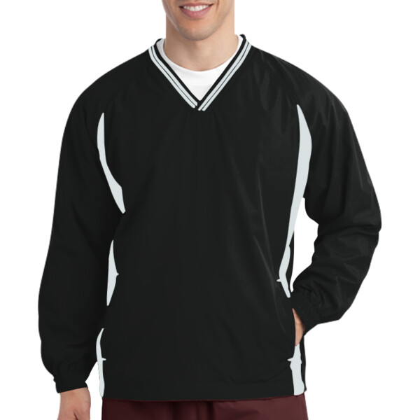 Custom No Minimum Sport-Tek Tipped V-Neck Raglan Wind Shirt JST62 Front View