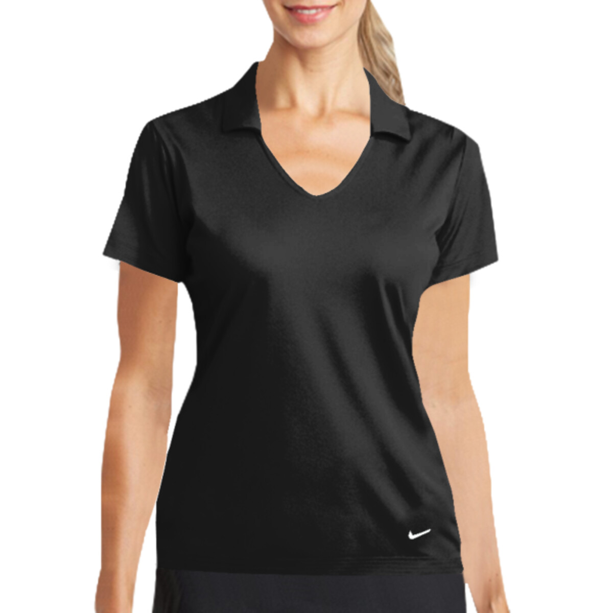 No Minimum Custom Logo Nike Ladies Dri FIT Vertical Mesh Polo 637165 Front View
