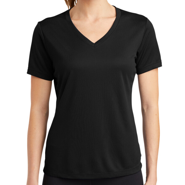 Custom No Minimum Sport-Tek Ladies PosiCharge RacerMesh V-Neck Tee LST340 Front View