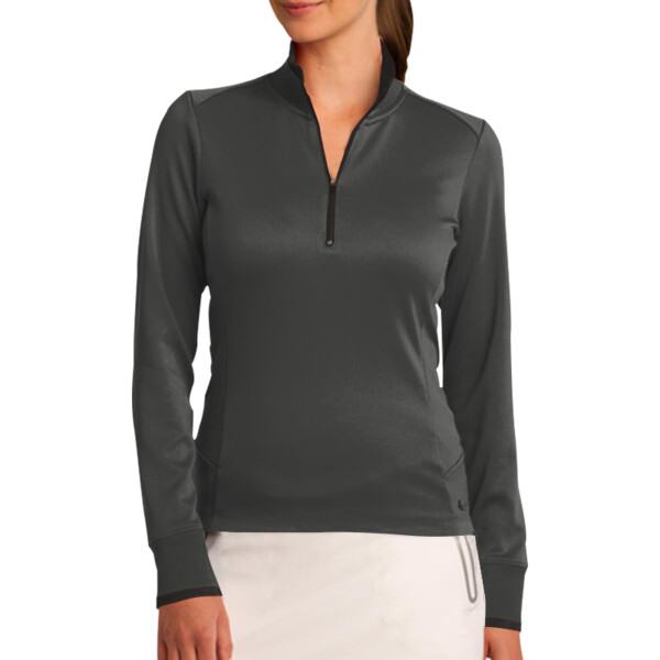 No Minimum Custom Logo Nike Ladies Dri FIT 1/2 Zip Cover Up 578674 Front View