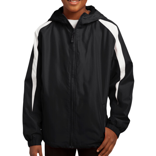 Custom No Minimum Sport-Tek Youth Fleece Lined Colorblock Jacket YST81 Front View
