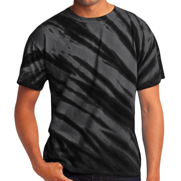No Minimum Custom Logo Tiger Stripe Tie Dye Tee PC148 Front View