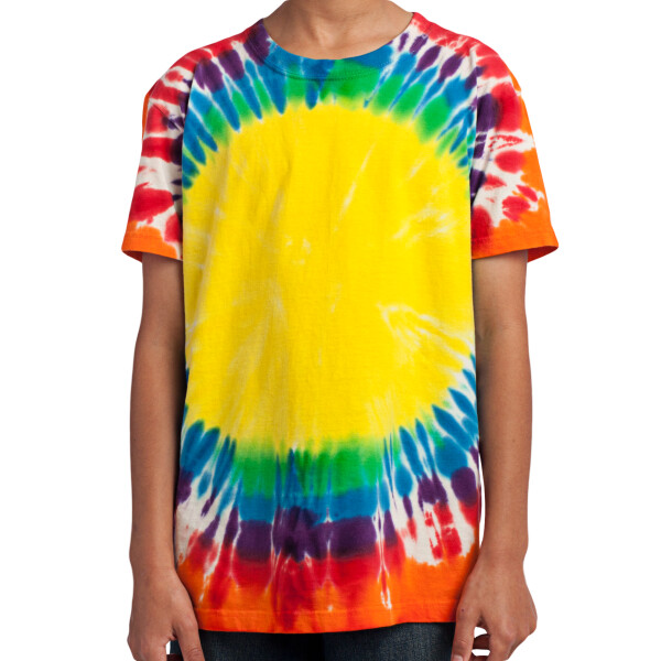 No Minimum Custom Logo Youth Window Tie Dye Tee PC149Y Front View