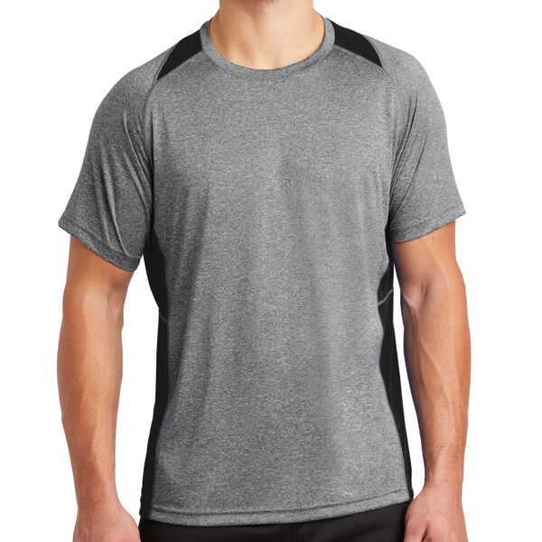Custom No Minimum Sport-Tek Heather Colorblock Contender Tee ST361 Front View