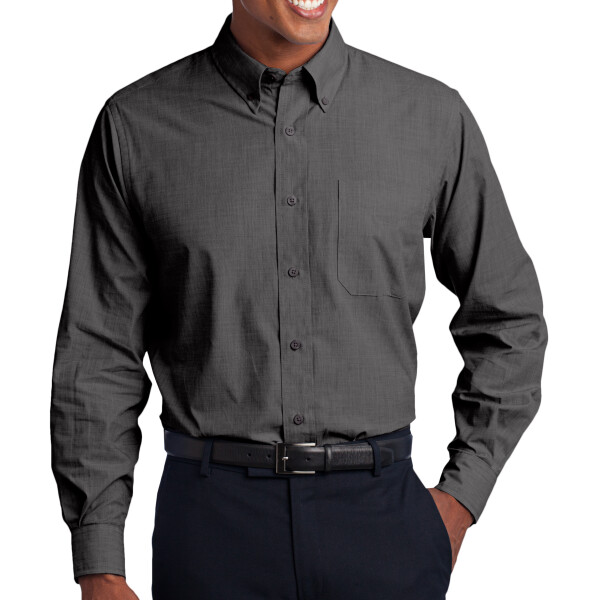 Custom No Minimum Port Authority Tall Crosshatch Easy Care Shirt TLS640 Front View