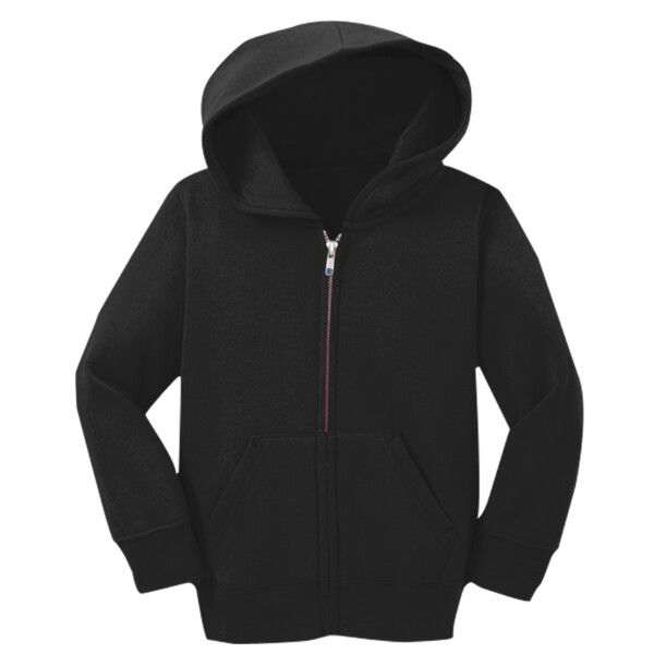 No Minimum Custom Logo Toddler Core Fleece Full Zip Hooded Sweatshirt CAR78TZH Front View