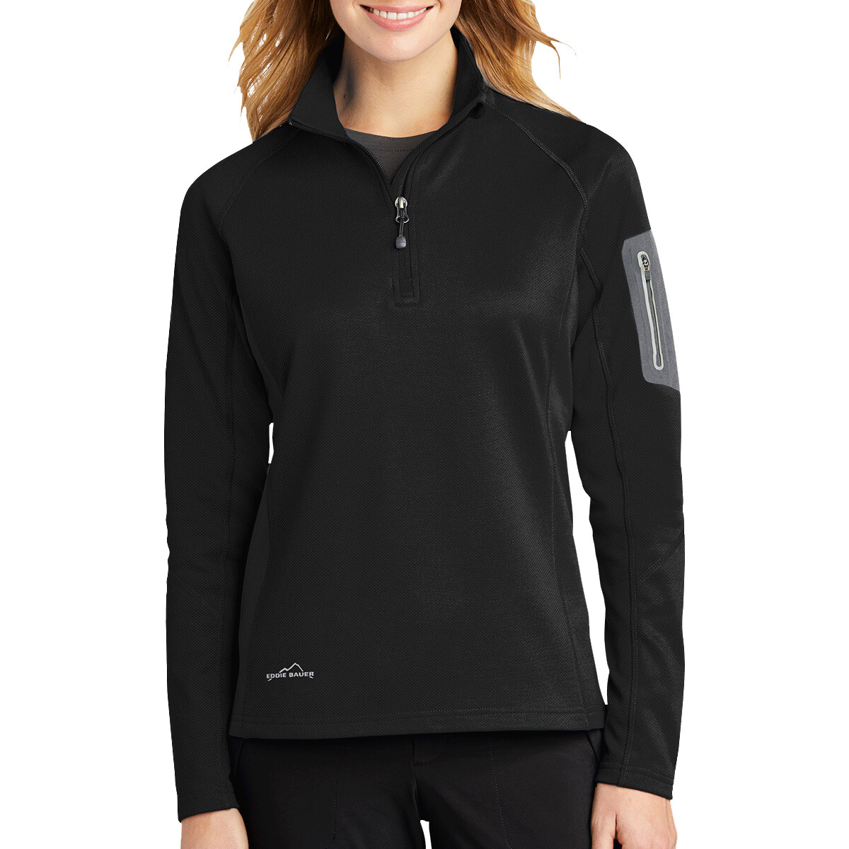 Custom No Minimum Eddie Bauer Ladies 1/2 Zip Performance Fleece EB235 Front View