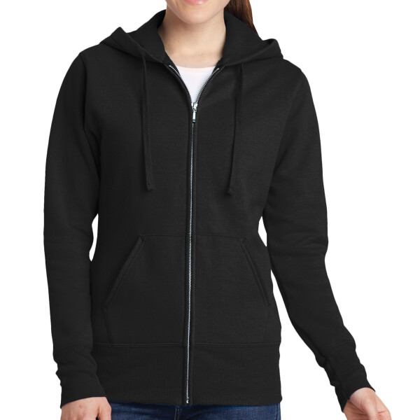 No Minimum Custom Logo Ladies Core Fleece Full Zip Hooded Sweatshirt LPC78ZH Front View