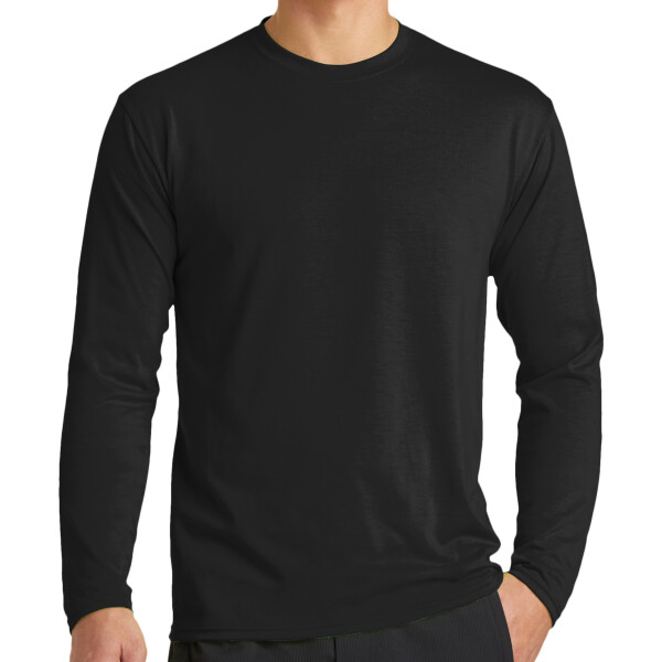 No Minimum Custom Logo Long Sleeve Performance Blend Tee PC381LS Front View