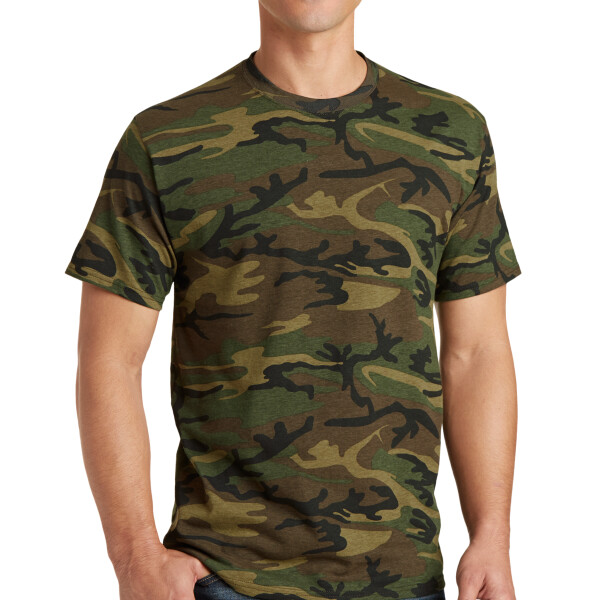 No Minimum Custom Logo Core Cotton Camo Tee PC54C Front View