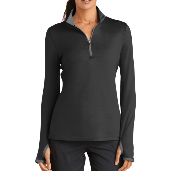 No Minimum Custom Logo Nike Ladies Dri FIT Stretch 1/2 Zip Cover Up 779796 Front View