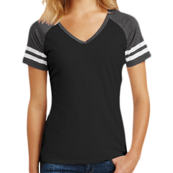 Custom No Minimum District Women's Game's V-Neck Tee DM476 Front View