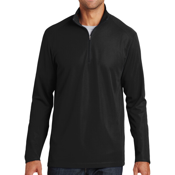Custom No Minimum Port Authority Pinpoint Mesh 1/2 Zip K806 Front View