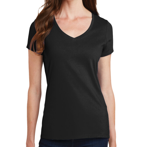 No Minimum Custom Logo Ladies Fan Favorite V Neck Tee LPC450V Front View
