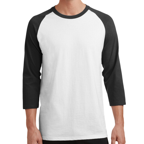 No Minimum Custom Logo Core Blend 3/4 Sleeve Raglan Tee PC55RS Front View