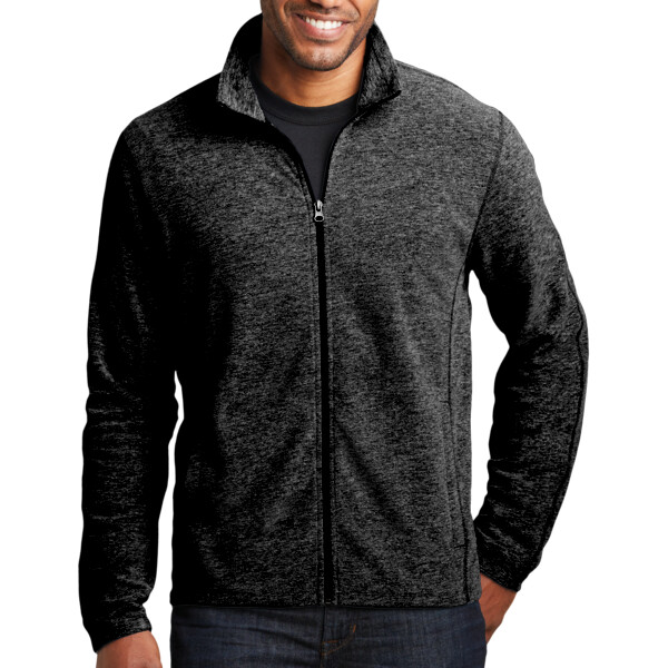 Custom No Minimum Port Authority Heather Microfleece Full Zip Jacket F235 Front View