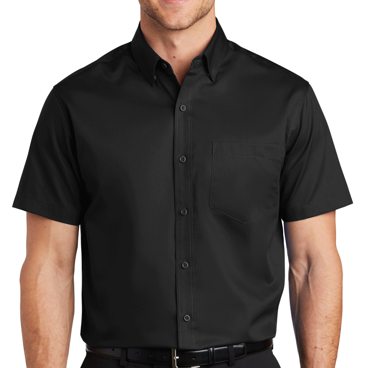 Custom No Minimum Port Authority Short Sleeve SuperPro Twill Shirt S664 Front View