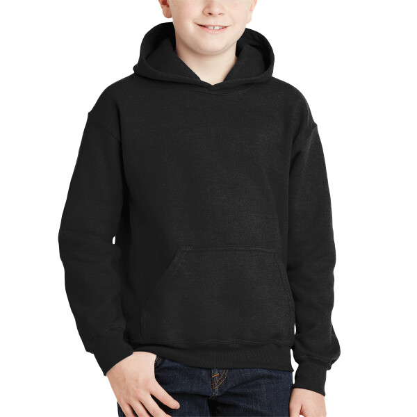 custom no minimum Gildan Youth Heavy Blend Hooded Sweatshirt 18500B front view