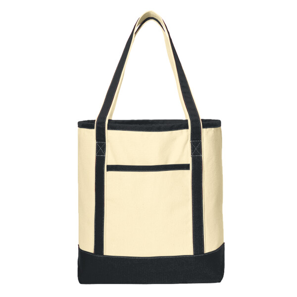 Custom No Minimum Port Authority Large Cotton Canvas Boat Tote BG413 Front View