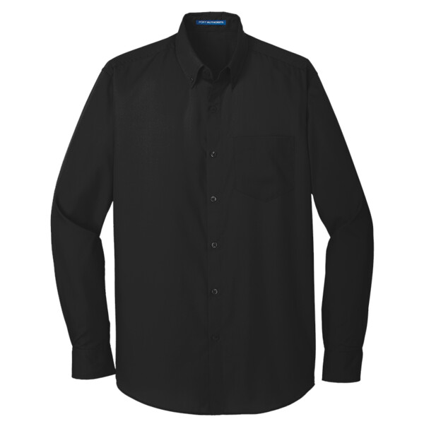 Custom No Minimum Port Authority Tall Long Sleeve Carefree Poplin Shirt TW100 Front View