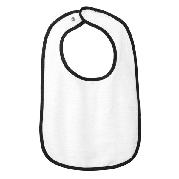 Custom No Minimum Rabbit Skins Infant Contrast Trim Terry Bib RS1003 Front View
