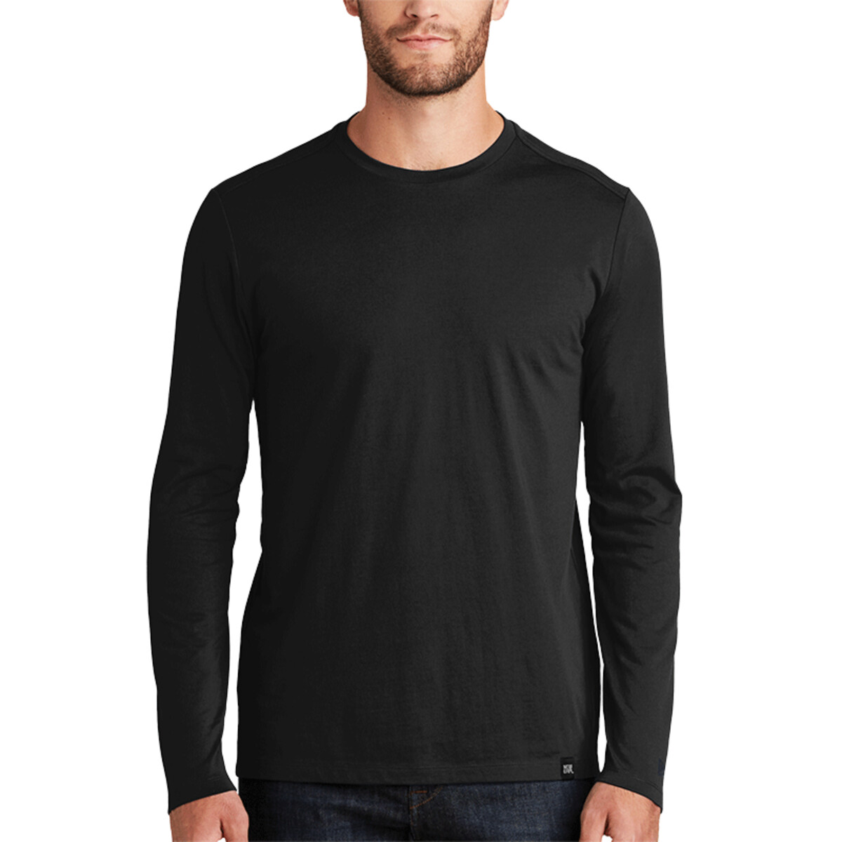 Custom No Minimum New Era Heritage Blend Long Sleeve Crew Tee NEA102 Front View