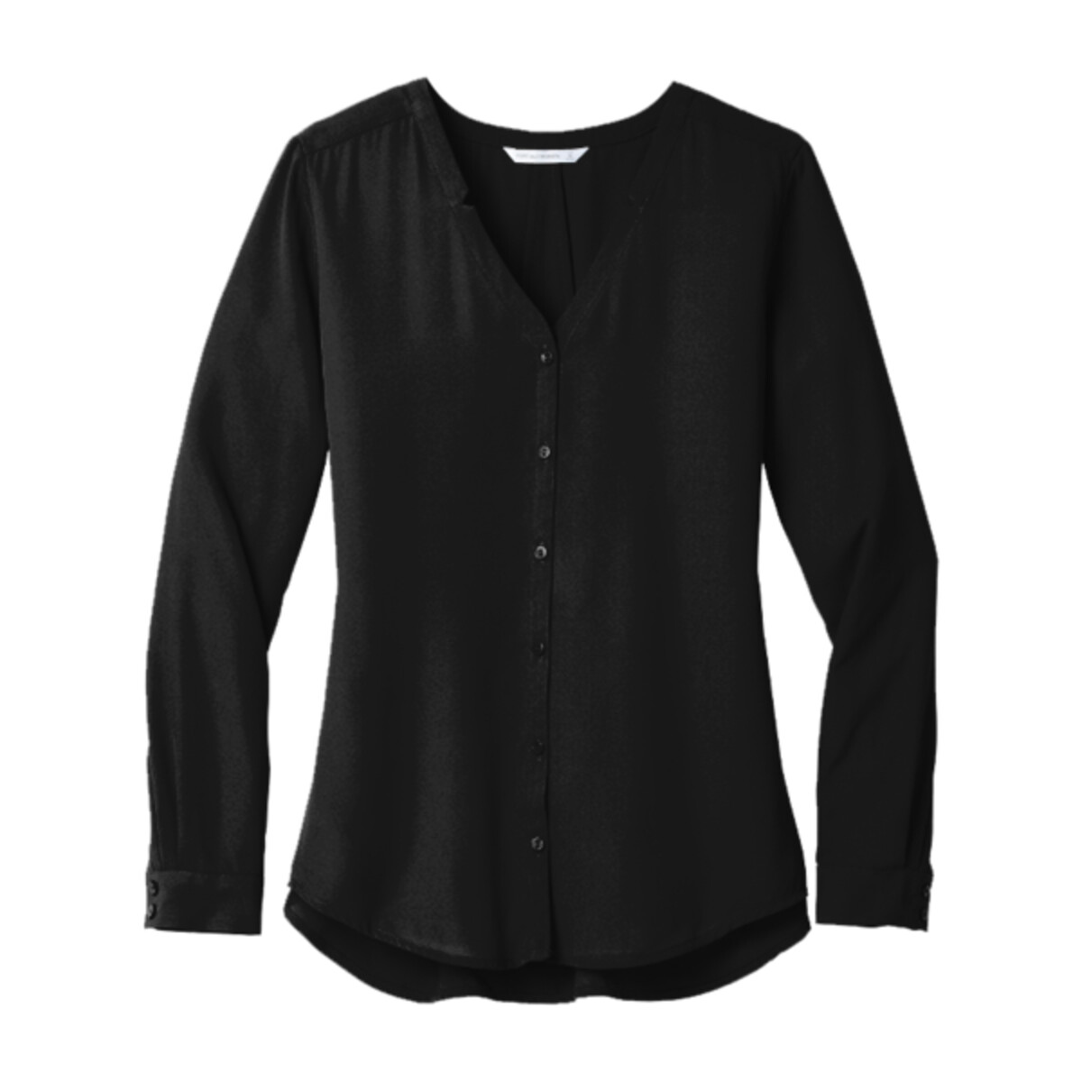 Custom No Minimum Port Authority Ladies Long Sleeve Button Front Blouse LW700 Front View