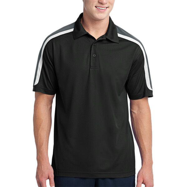Custom No Minimum Sport-Tek Tri-Color Shoulder Micropique Sport Wick Polo ST658 Front View