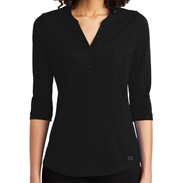 No minimum Custom Logo OGIO Ladies Jewel Henley LOG104 Front