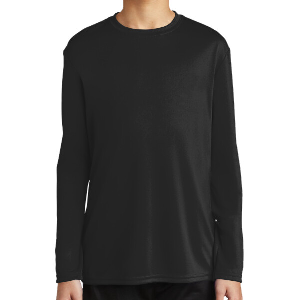 No Minimum Custom Logo Youth Long Sleeve Performance Tee PC380YLS Front View
