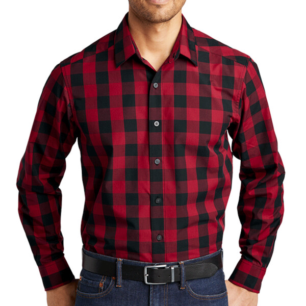 Custom No Minimum Port Authority Everyday Plaid Shirt W670 Front View