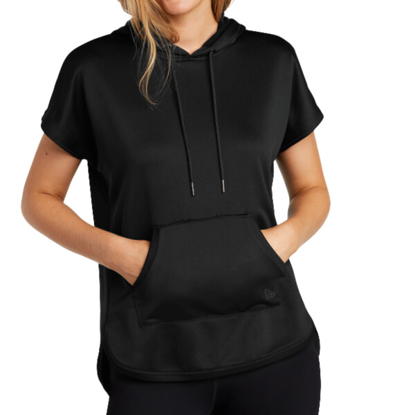 Custom No Minimum New Era Ladies Performance Terry Short Sleeve Hoodie LNEA533 Front View
