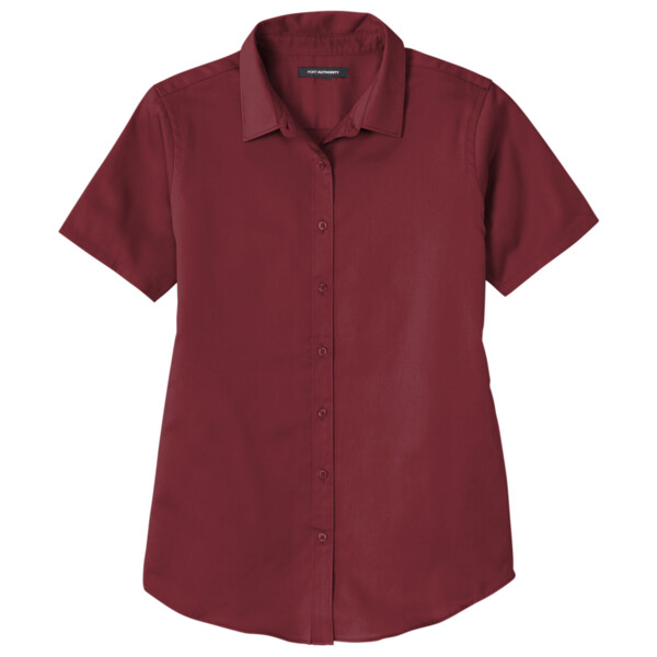 Custom No Minimum Port Authority Ladies Short Sleeve SuperPro Twill Shirt LW809 Front View