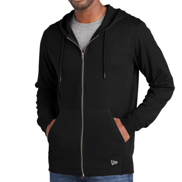 Custom No Minimum New Era Thermal Full Zip Hoodie NEA141 Front View