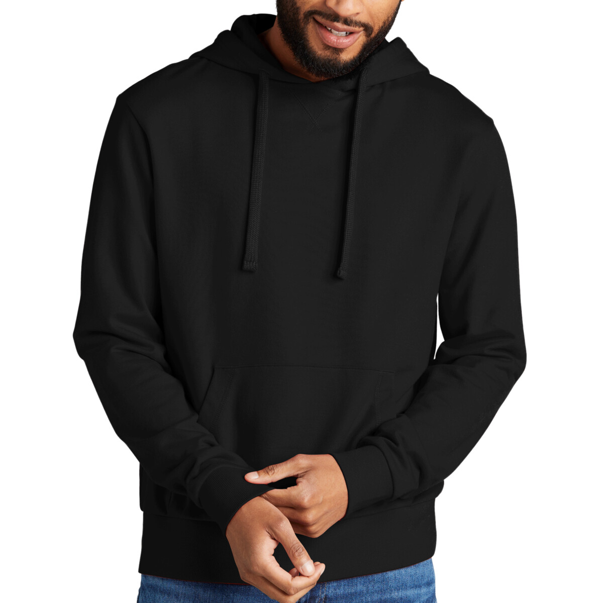 No Minimum Custom Logo Allmade Unisex Organic French Terry Pullover Hoodie AL4000 Front View
