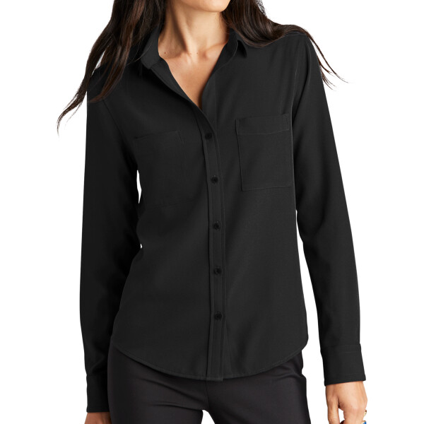 Custom No Minimum Mercer+Mettle Women's Stretch Crepe Long Sleeve Camp MM2013 Front View