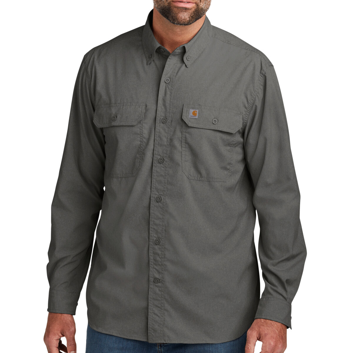Custom No Minimum Carhartt Force Solid Long Sleeve Shirt CT105291 Front View