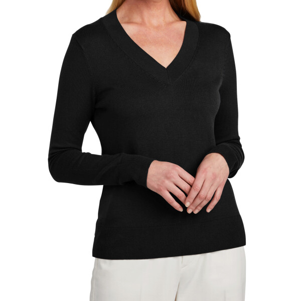 Custom No Minimum Brooks Brothers Women's Cotton Stretch V-Neck Sweater BB18401 Front View