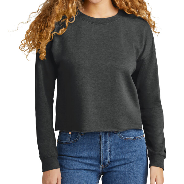 Custom No Minimum New Era Ladies Tri Blend Fleece Crop Crew LNEA514 Front View