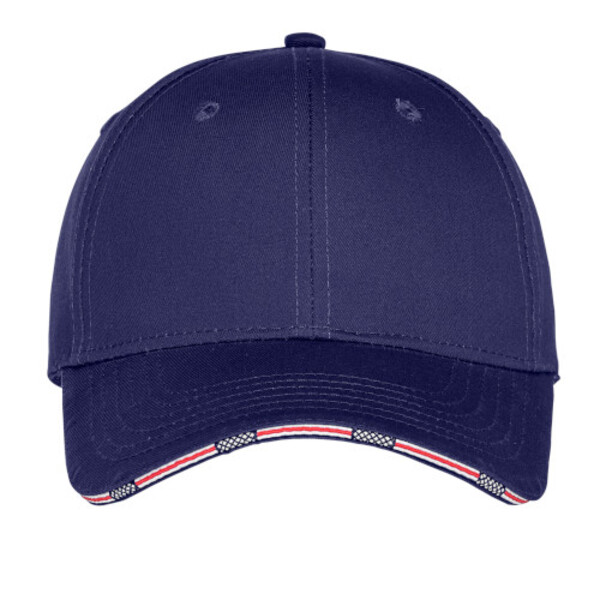 No Minimum Custom Logo Port Authority Americana Flag Sandwich Cap C829 Front