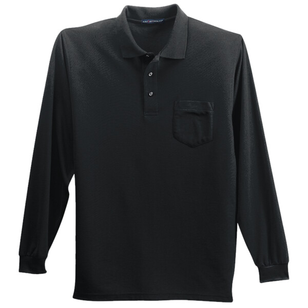Custom No Minimum Port Authority Long Sleeve Silk Touch Polo with Pocket K500LSP Front View