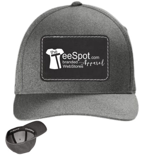 Leather Patch  Flexfit ® Melange Unipanel ™ Cap Gray with Black Patch (limited stock) Thumbnail